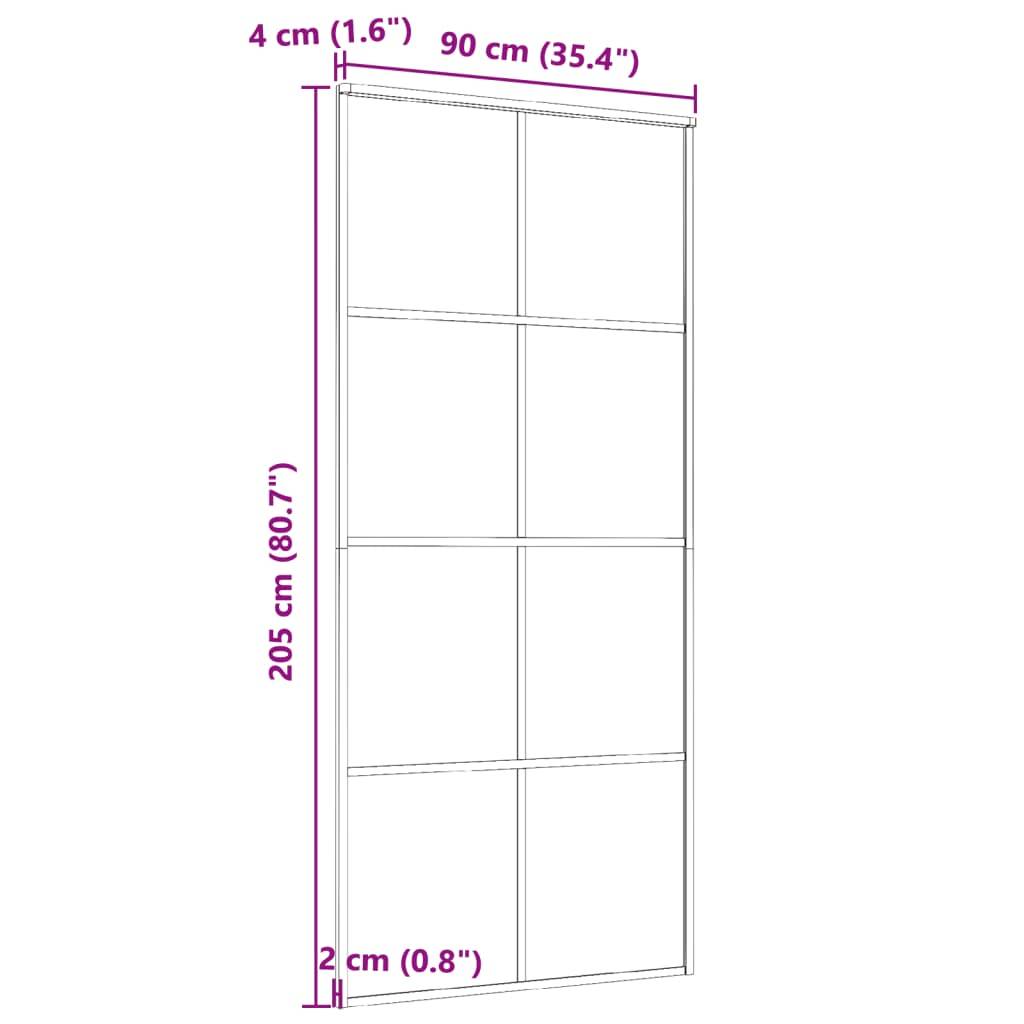 vidaXL Schiebetür Aluminium und ESG Glas 90x205 cm Schwarz