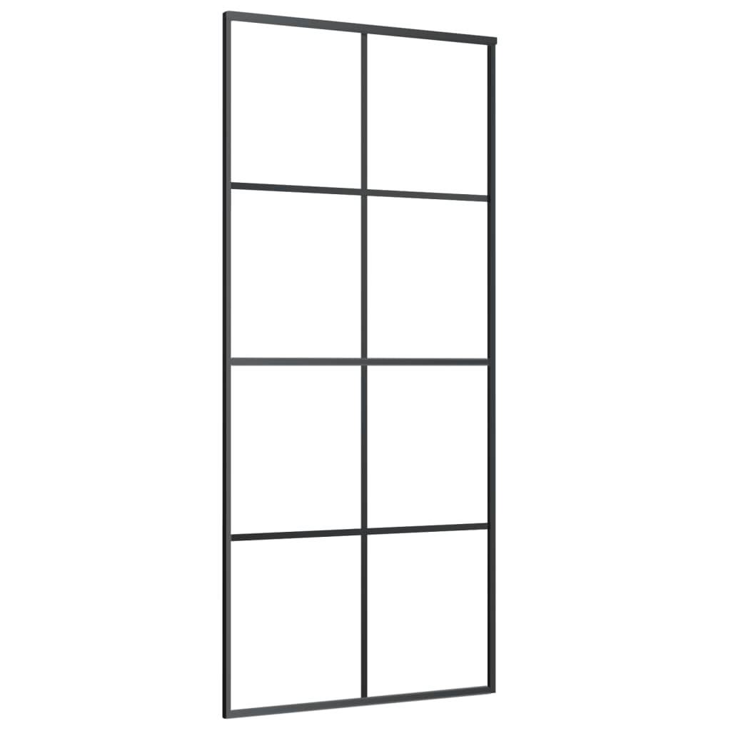 vidaXL Schiebetür Aluminium und ESG Glas 90x205 cm Schwarz