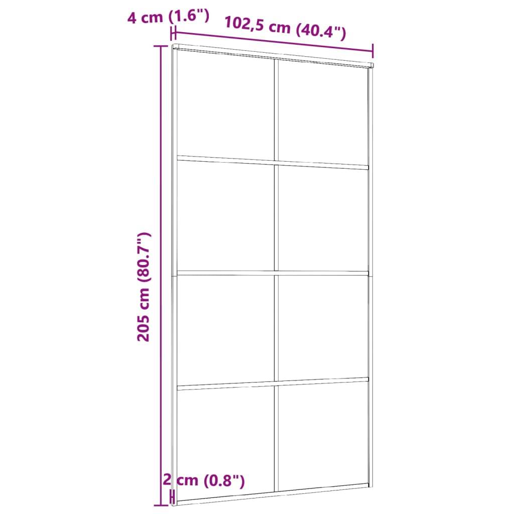 vidaXL Schiebetür Aluminium und ESG Glas 102,5x205 cm Schwarz