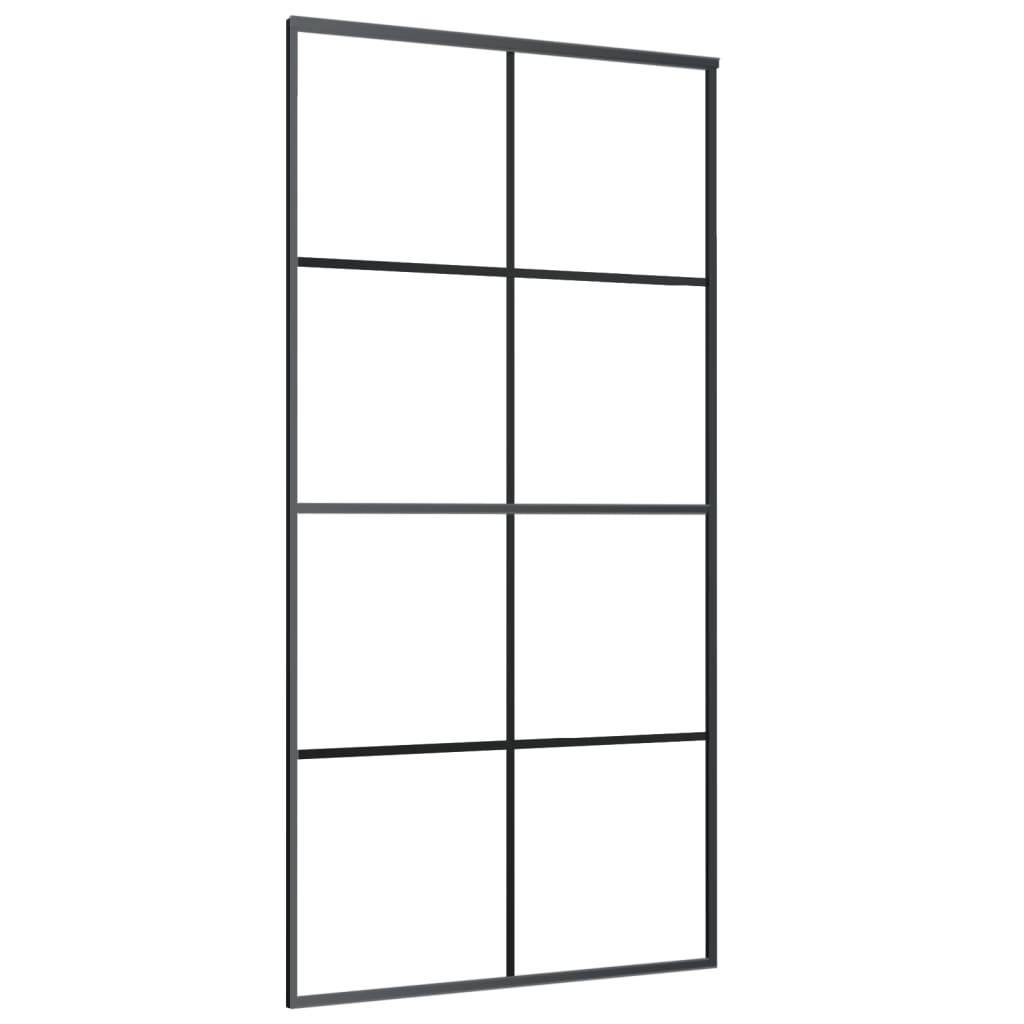 vidaXL Schiebetür Aluminium und ESG Glas 102,5x205 cm Schwarz
