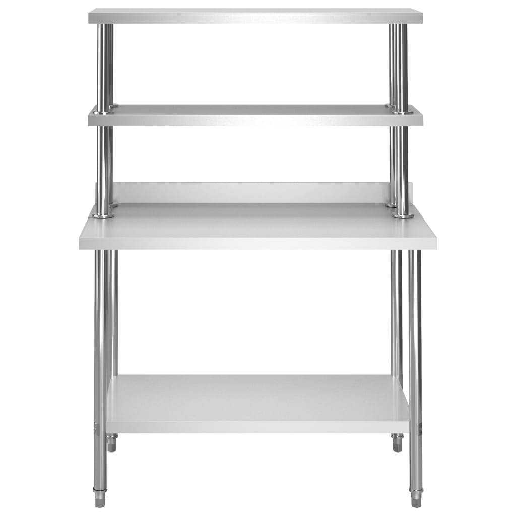 vidaXL Küchen-Arbeitstisch mit Aufsatzboard 120×60×93 cm Edelstahl