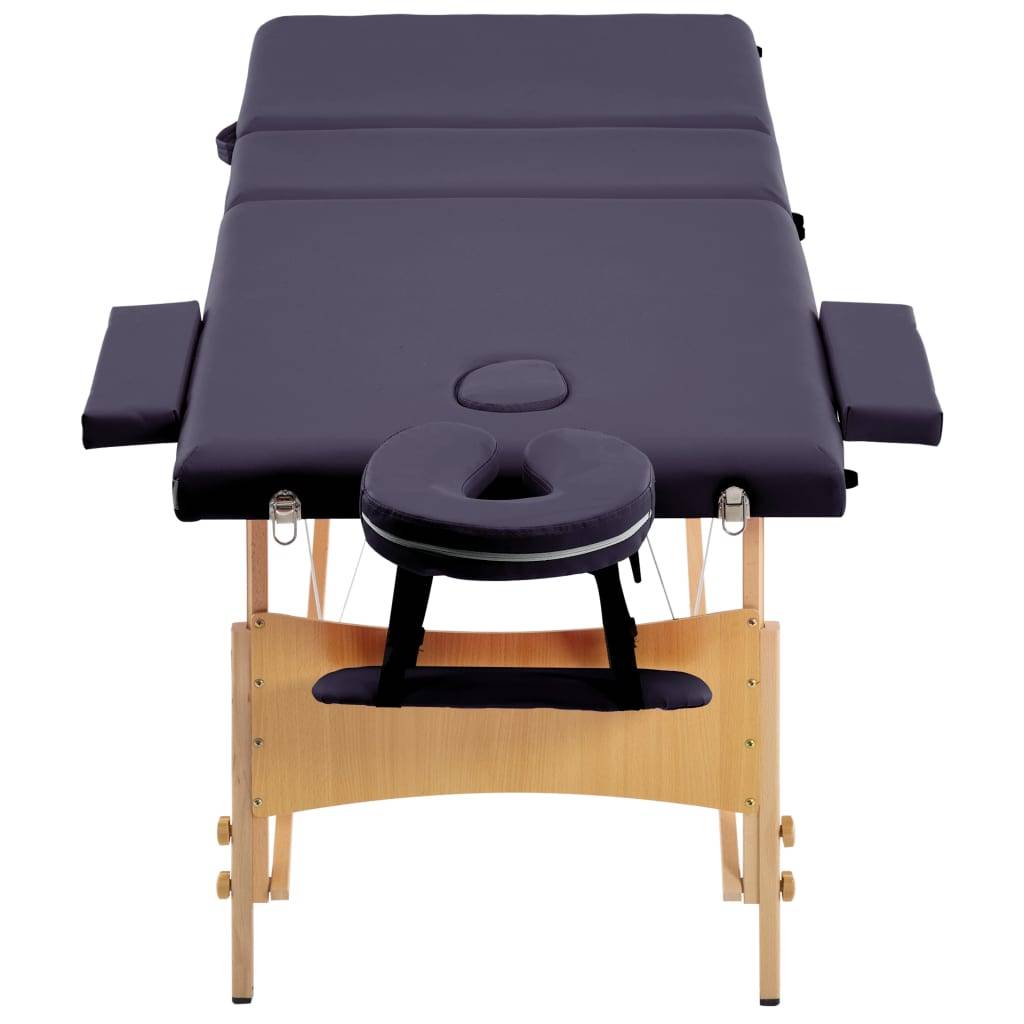vidaXL Massageliege Klappbar 3-Zonen mit Holzgestell Lila
