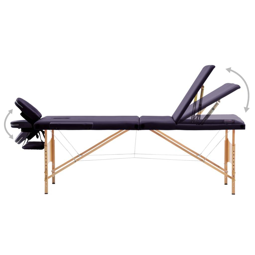 vidaXL Massageliege Klappbar 3-Zonen mit Holzgestell Lila