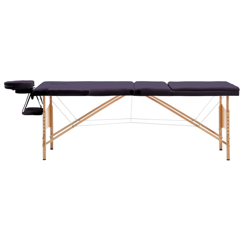 vidaXL Massageliege Klappbar 3-Zonen mit Holzgestell Lila