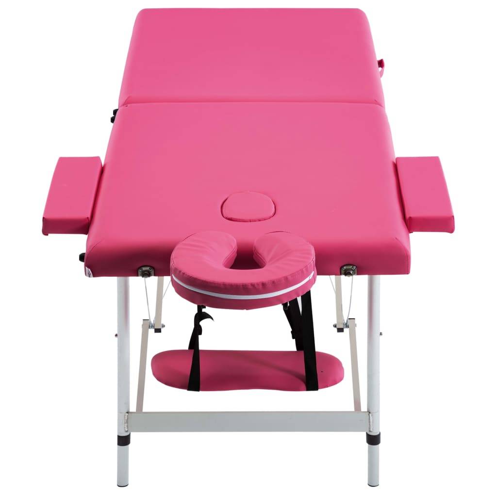 vidaXL Massageliege Klappbar 2-Zonen mit Aluminiumgestell Rosa