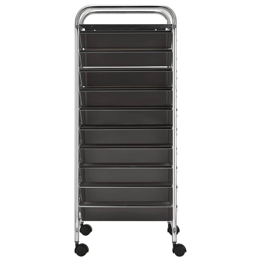 vidaXL XXL Schubladenwagen mit 15 Schubladen Schwarz Kunststoff