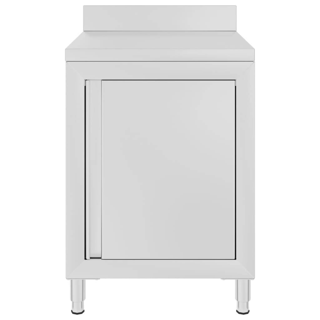 vidaXL Gastro-Arbeitstisch mit Schrank 60x60x96 cm Edelstahl
