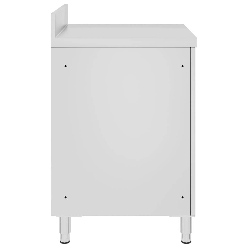 vidaXL Gastro-Arbeitstisch mit Schrank 60x60x96 cm Edelstahl