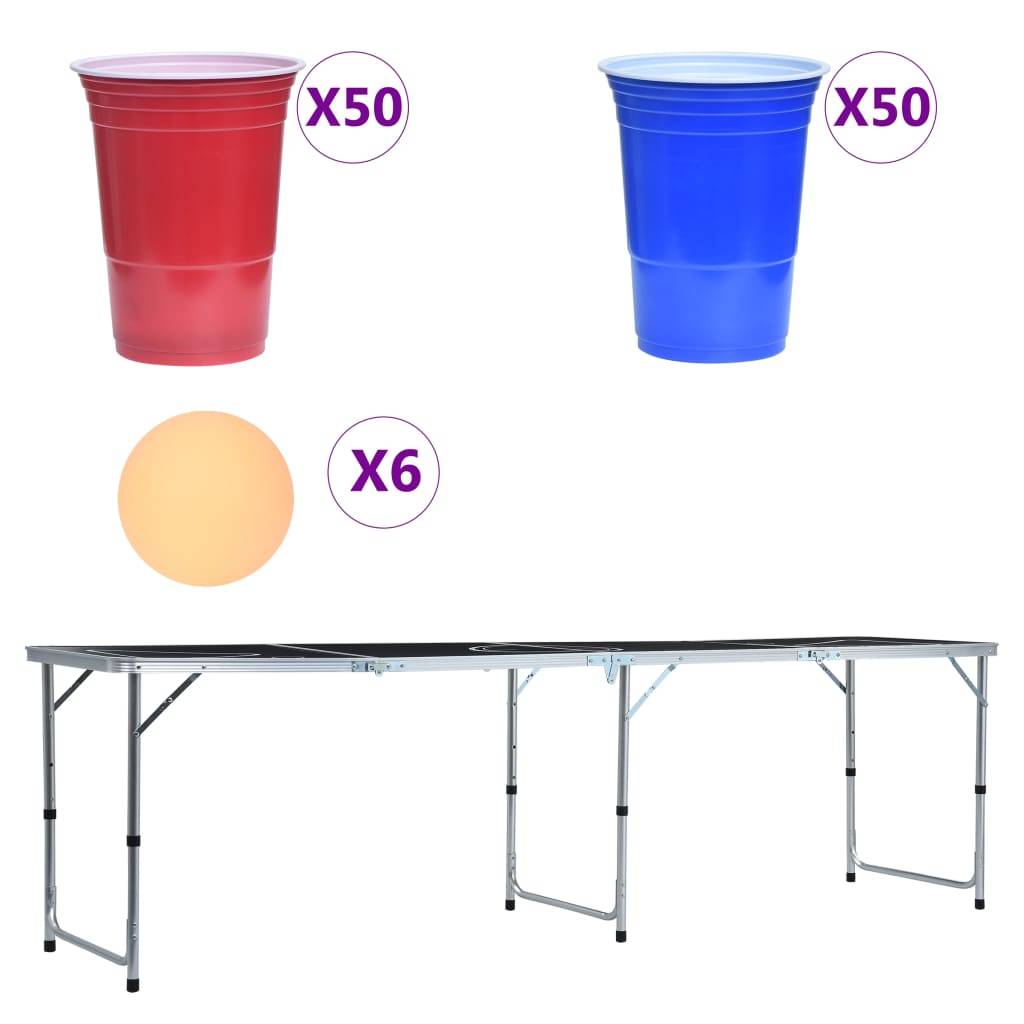 vidaXL Bier-Pong-Tisch mit Tassen und Bällen Klappbar 240 cm