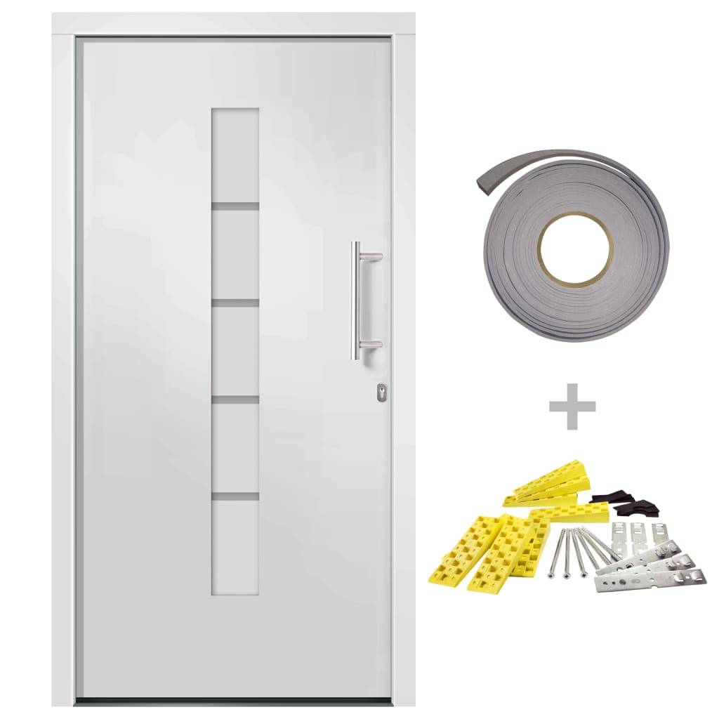 vidaXL Haustür Aluminium und PVC Weiß 100x200 cm