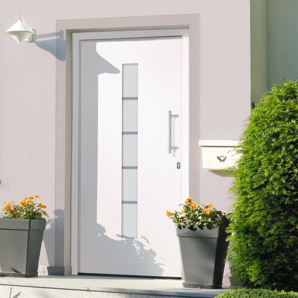 vidaXL Haustür Aluminium und PVC Weiß 110x210 cm