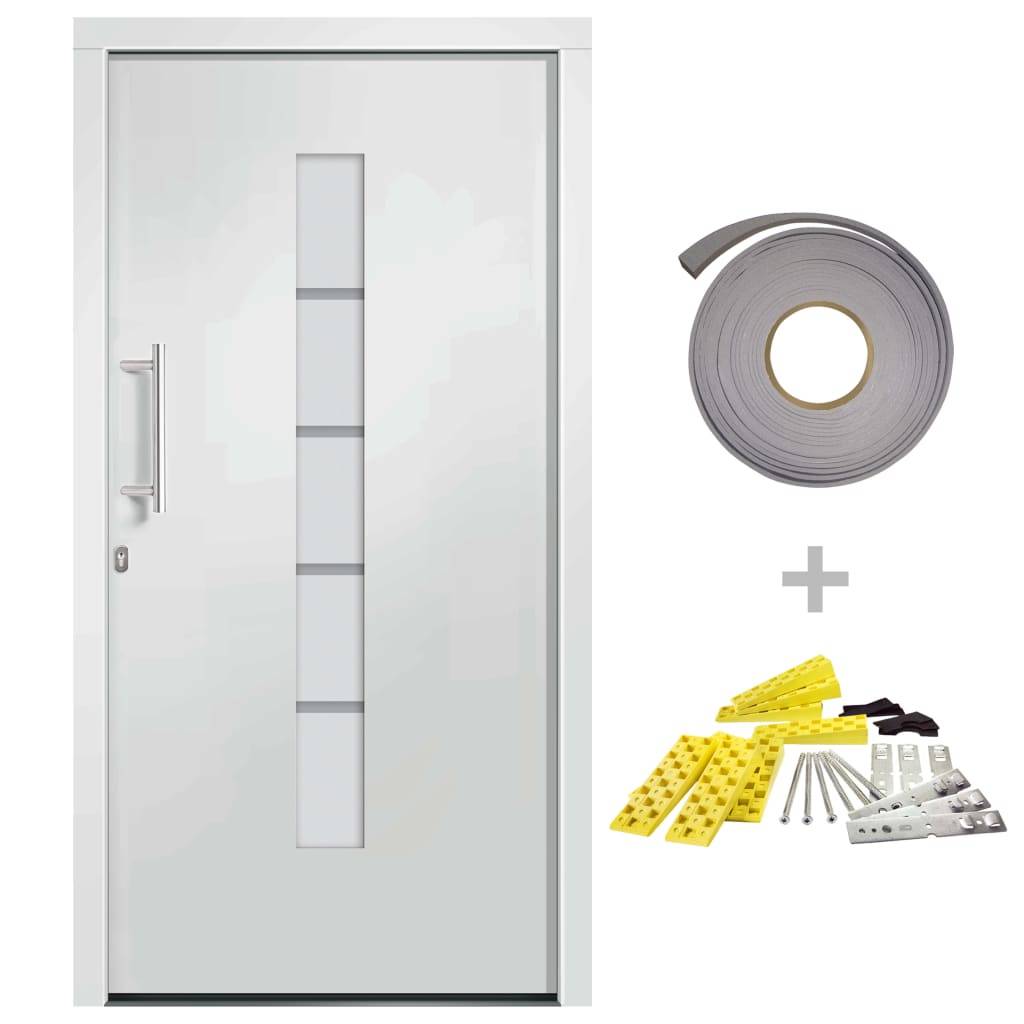 vidaXL Haustür Aluminium und PVC Weiß 110x210 cm