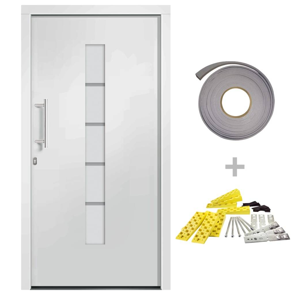 vidaXL Haustür Aluminium und PVC Weiß 100x210 cm
