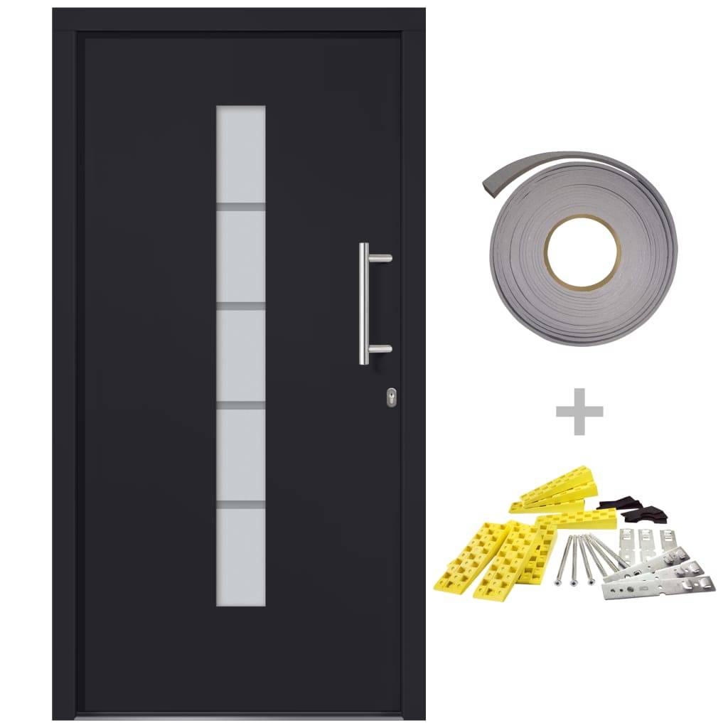 vidaXL Haustür Aluminium und PVC Anthrazit 110x210 cm