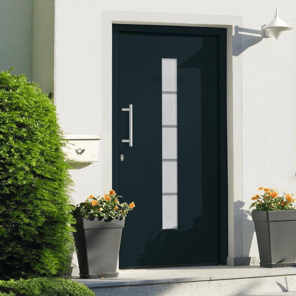 vidaXL Haustür Aluminium und PVC Anthrazit 100x210 cm