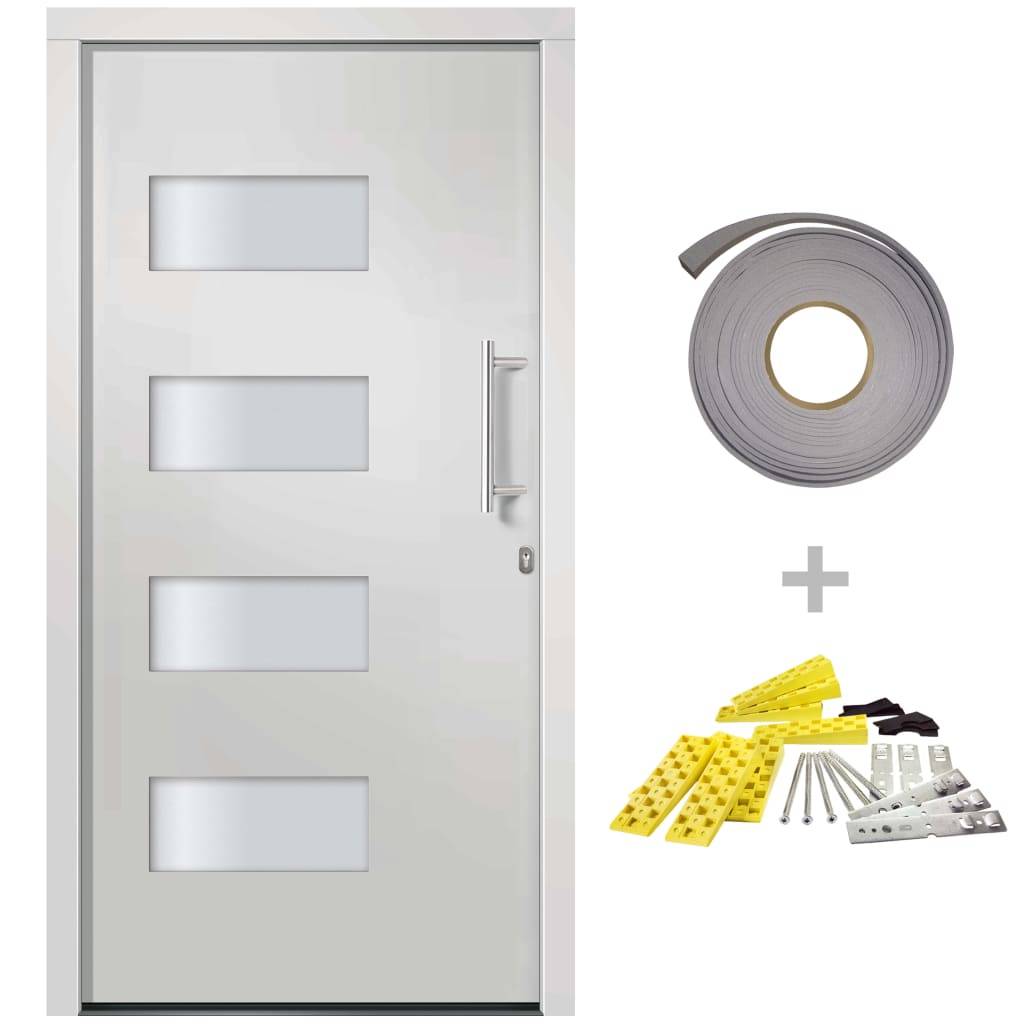 vidaXL Haustür Aluminium und PVC Weiß 100x200 cm