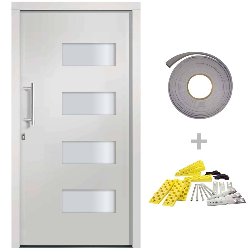 vidaXL Haustür Aluminium und PVC Weiß 100x200 cm