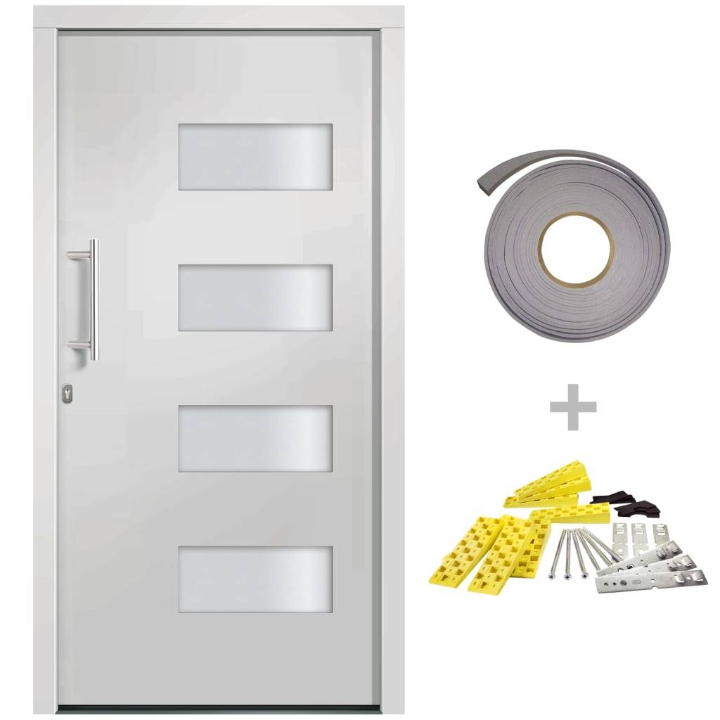 vidaXL Haustür Aluminium und PVC Weiß 100x210 cm