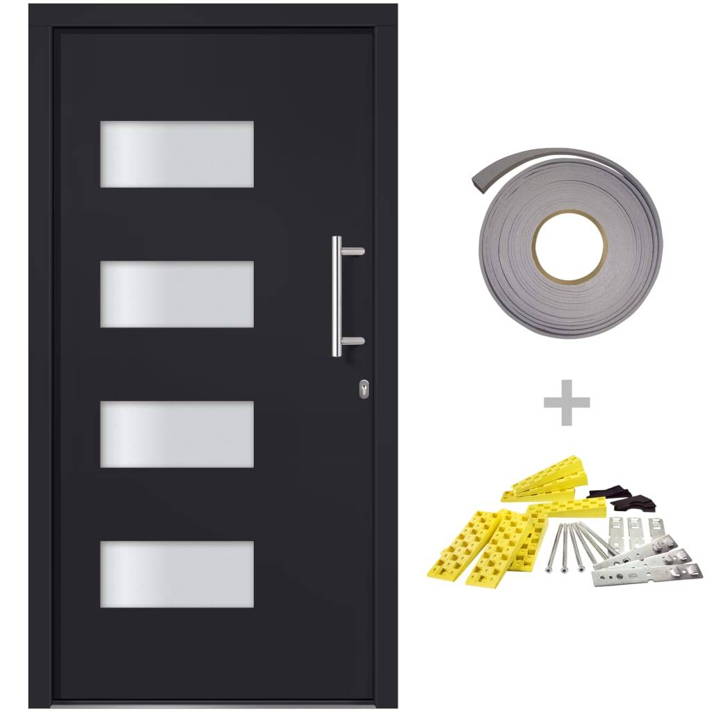 vidaXL Haustür Aluminium und PVC Anthrazit 100x200 cm