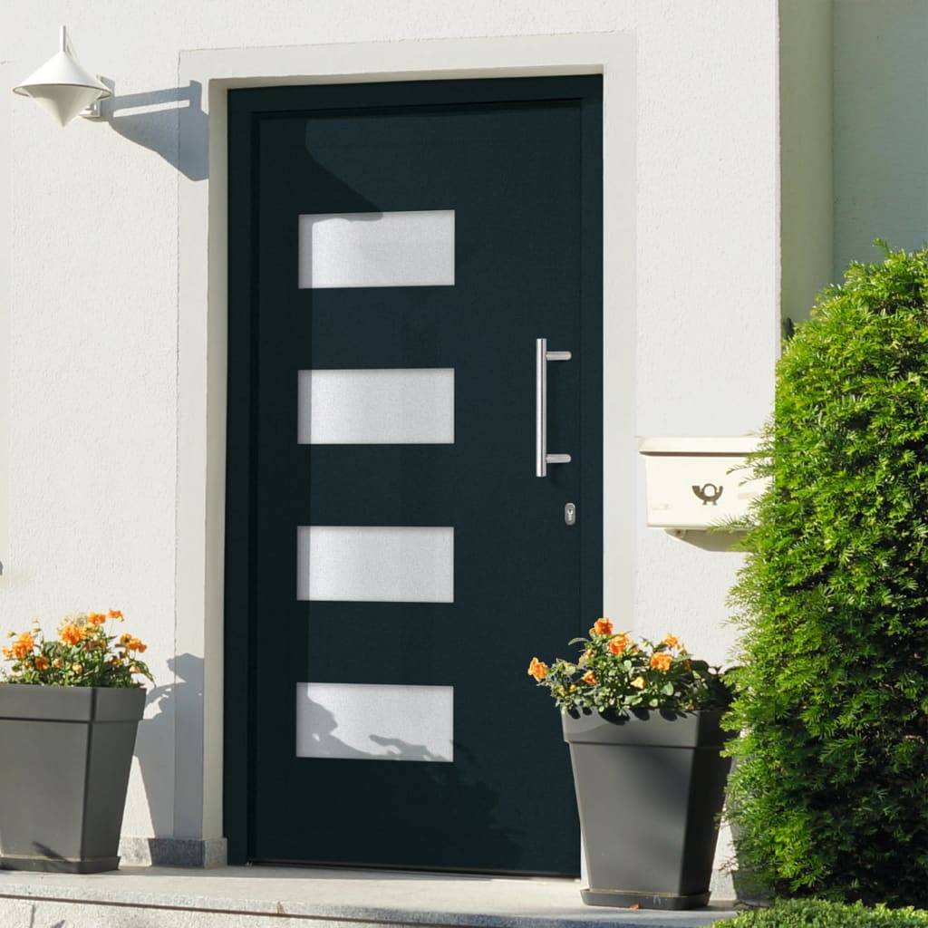 vidaXL Haustür Aluminium und PVC Anthrazit 100x200 cm