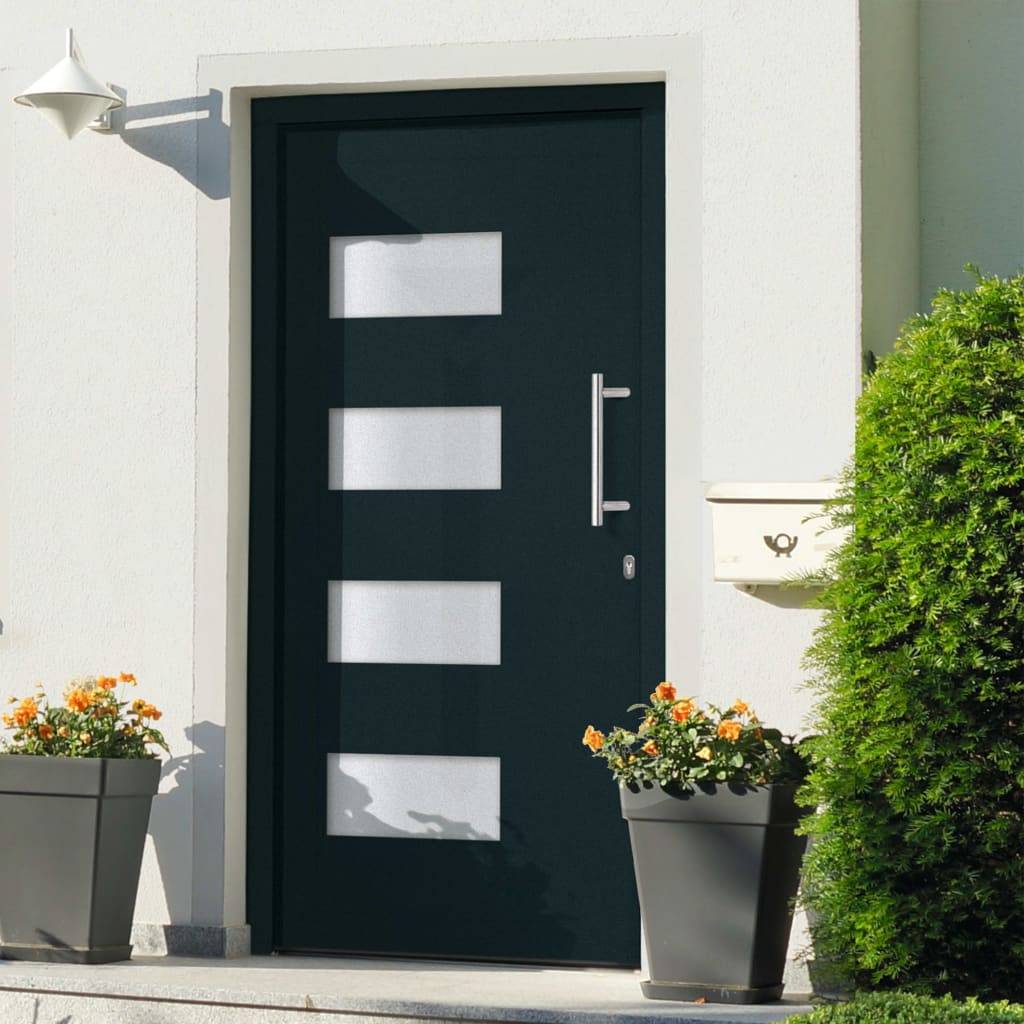vidaXL Haustür Aluminium und PVC Anthrazit 110x210 cm