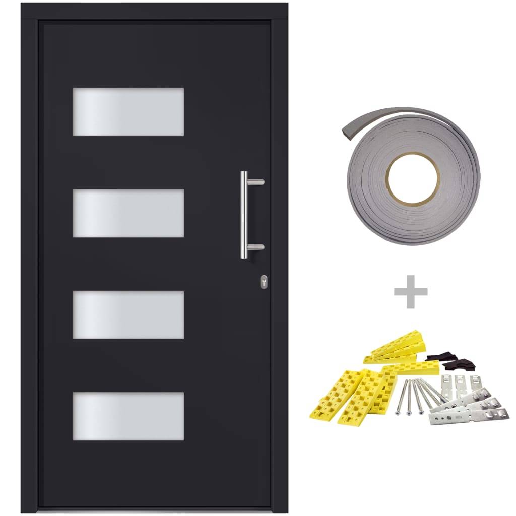 vidaXL Haustür Aluminium und PVC Anthrazit 110x210 cm
