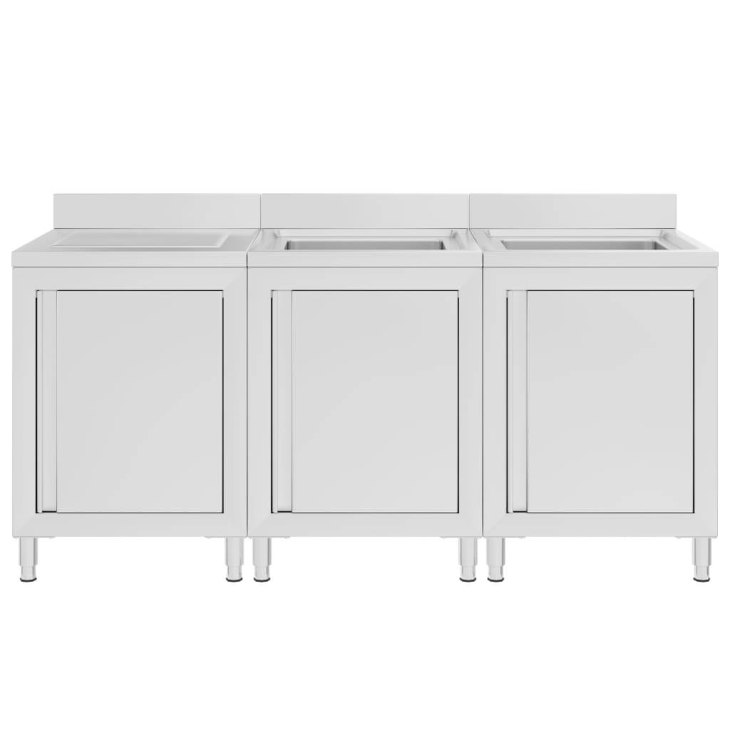 vidaXL Gastro-Spülenunterschrank 180x60x96 cm Edelstahl