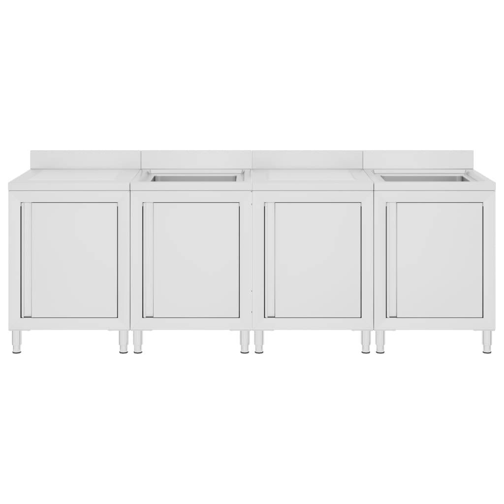 vidaXL Gastro-Spülenunterschrank 240x60x96 cm Edelstahl