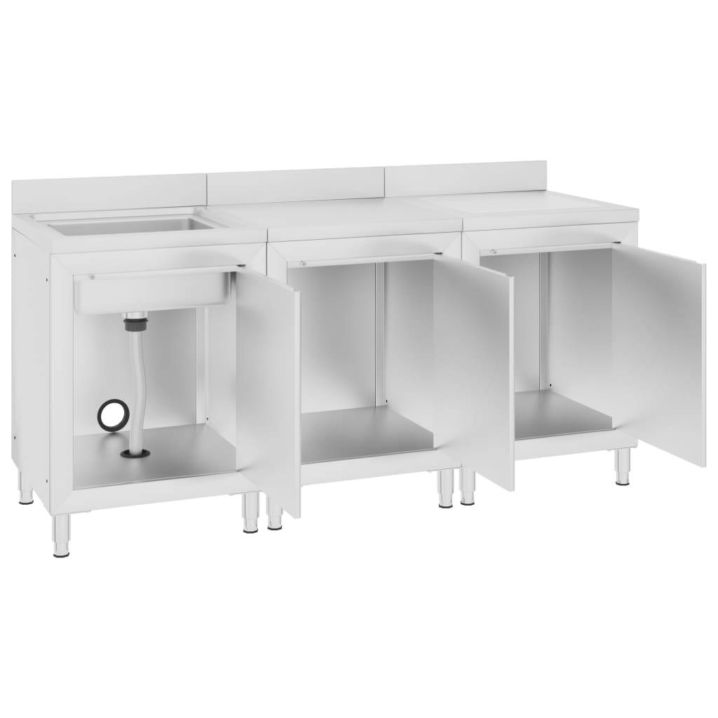 vidaXL Gastro-Spülenunterschrank 180x60x96 cm Edelstahl