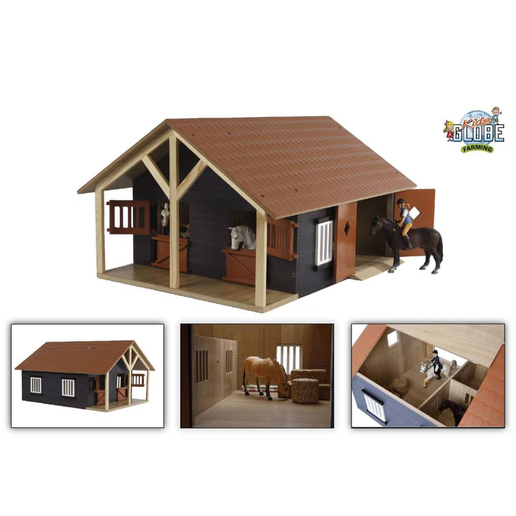 Kids Globe Bauernhof Pferdestall mit 2 Boxen und 1 Werkstatt 1:24 610167
