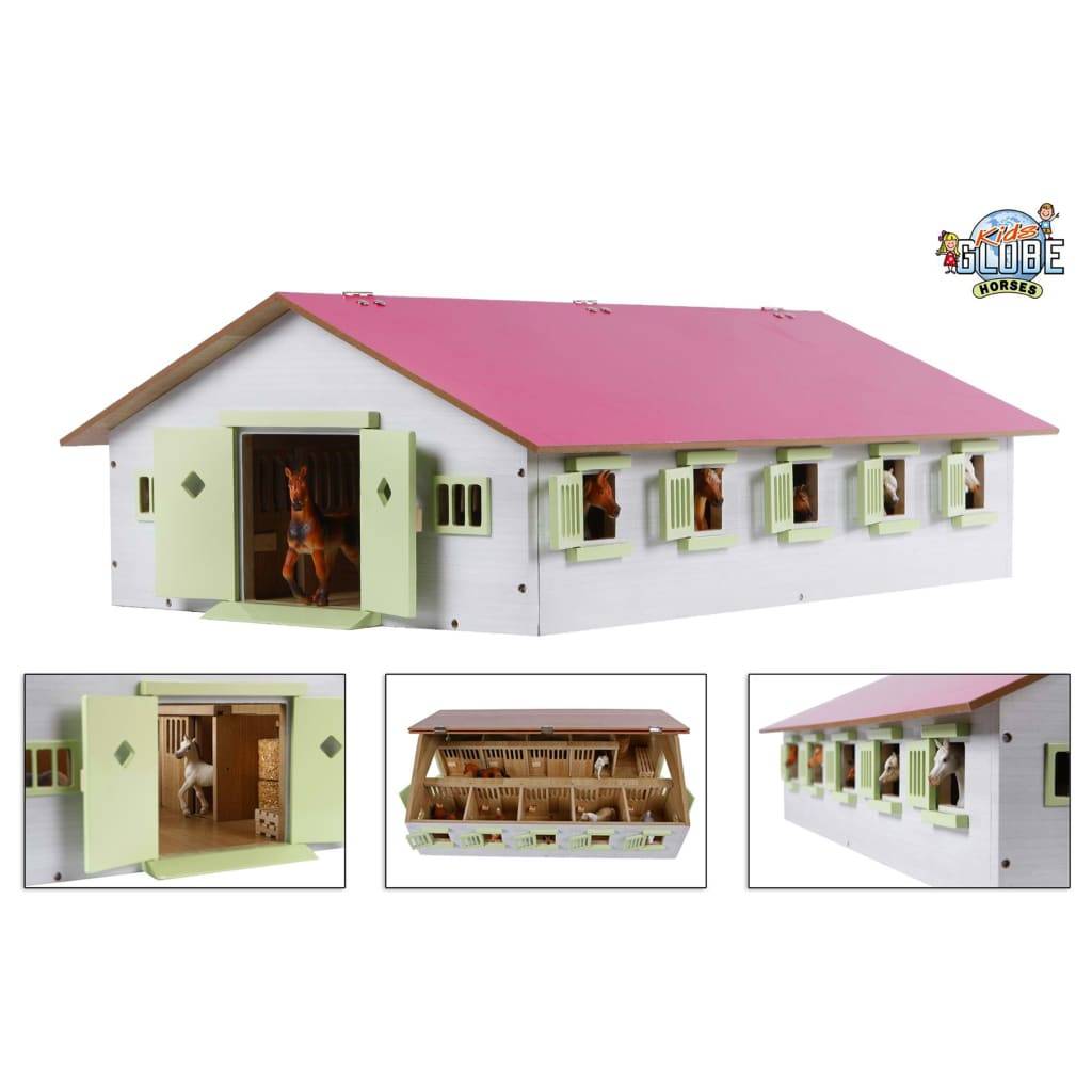 Kids Globe Spielzeug-Pferdestall mit 9 Boxen 1:32 Rosa 610188