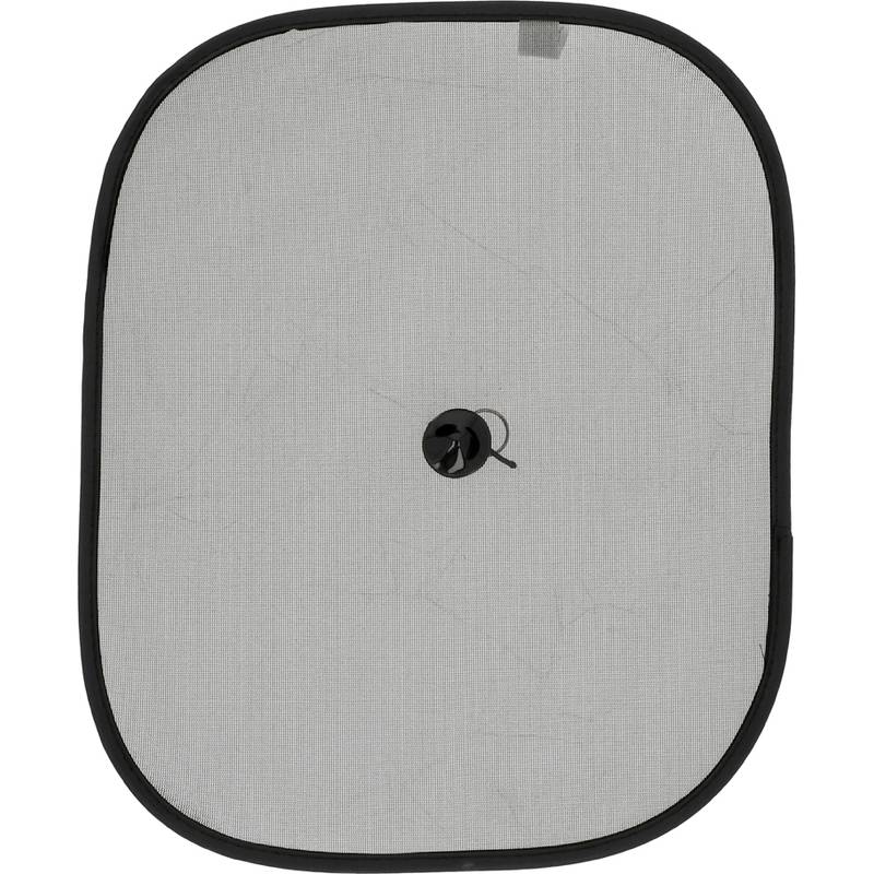 Grauer Popup-Hintergrundreflektor mit schwarzem Rand und Haken in der Mitte zum Montieren oder Aufhängen.