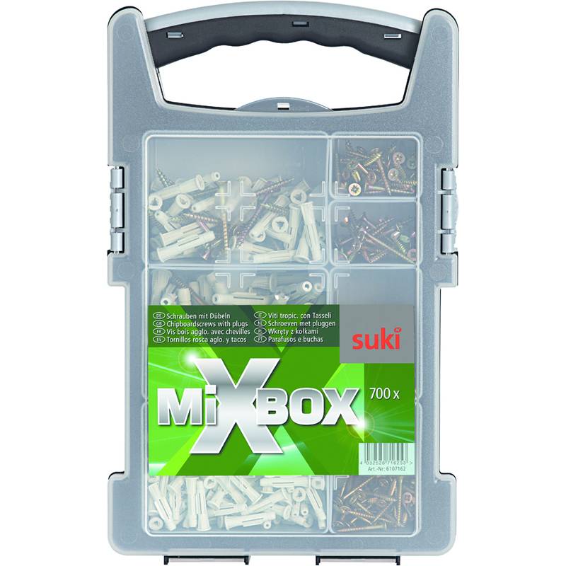 suki. Mixbox "Spanplattenschrauben mit Dübeln", 700 teilig
