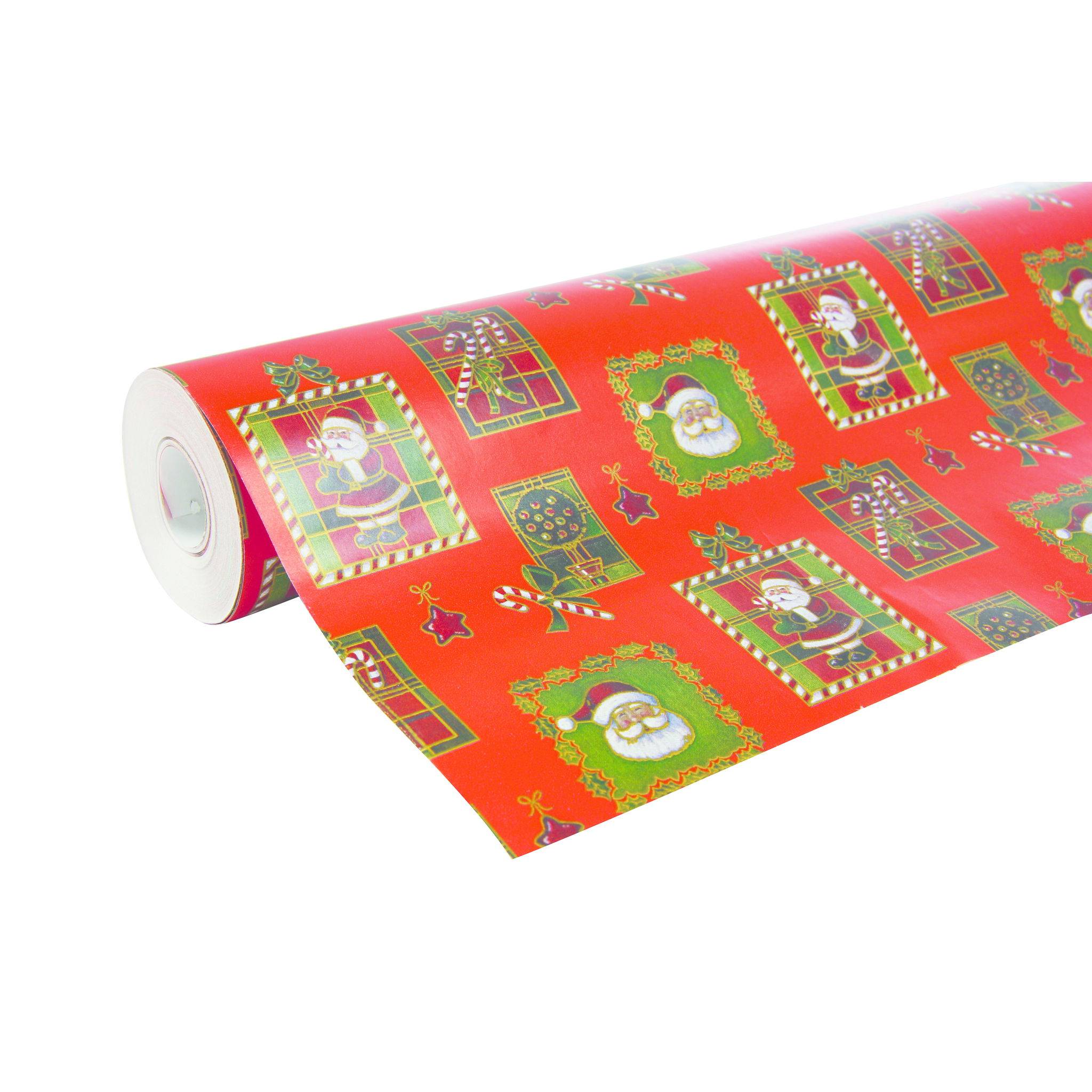 Clairefontaine Geschenkpapier Rolle 50x0,70m Weihnachtsmann Mosaik Rot 211302C