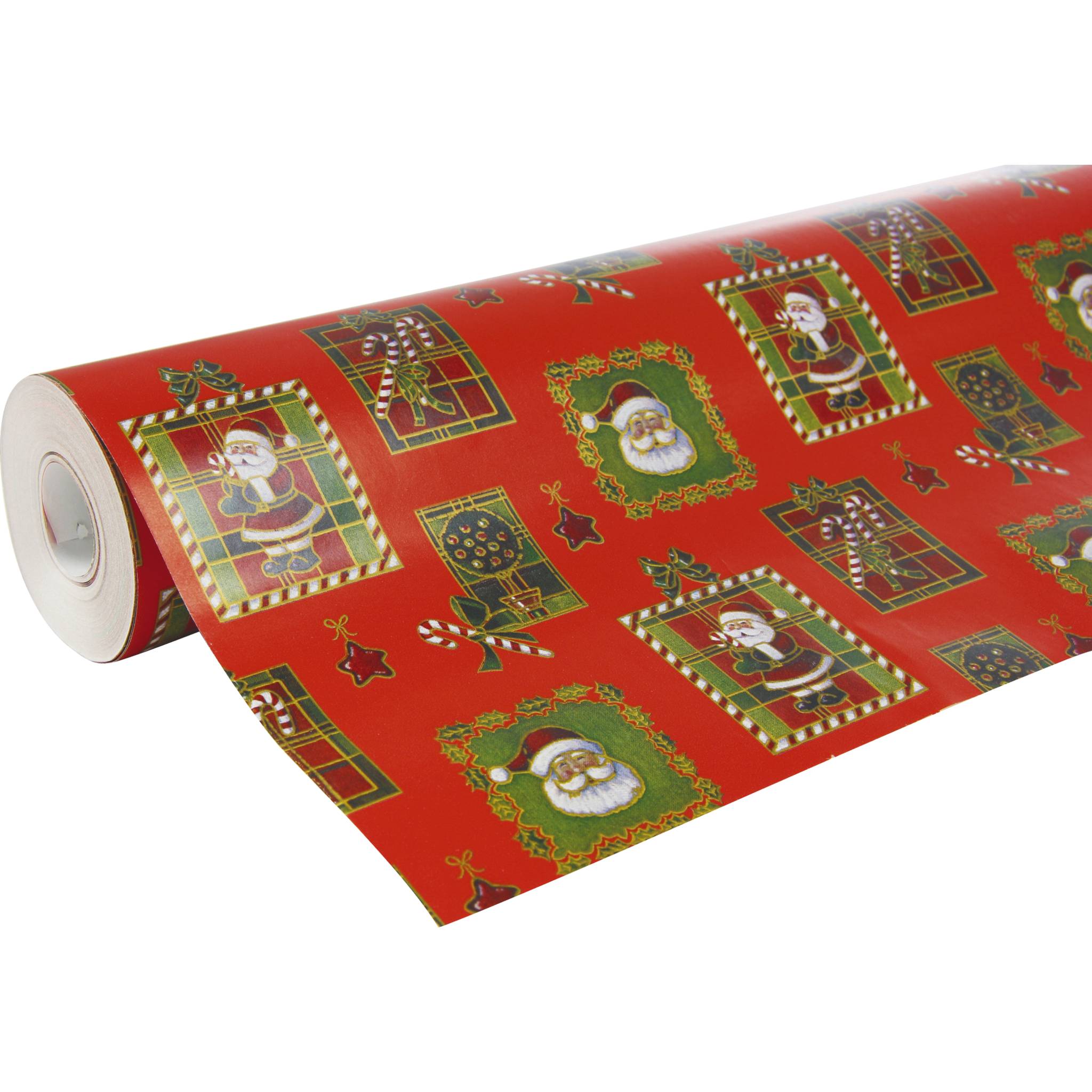 Clairefontaine Geschenkpapier Rolle 50x0,70m Weihnachtsmann Mosaik Rot 211302C