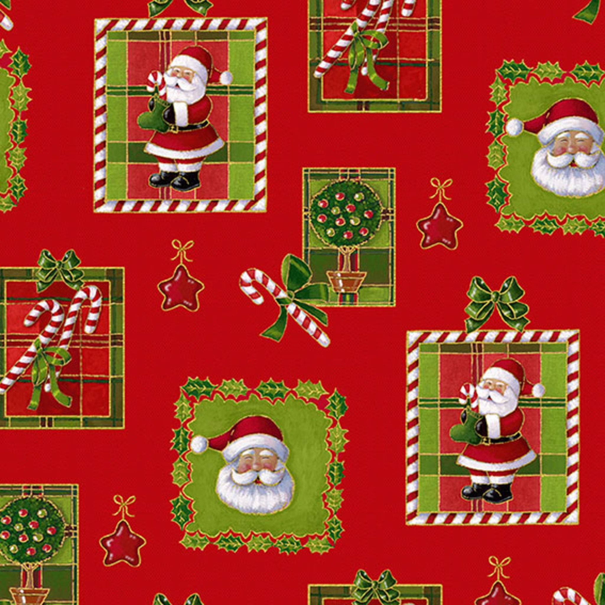 Clairefontaine Geschenkpapier Rolle 50x0,70m Weihnachtsmann Mosaik Rot 211302C