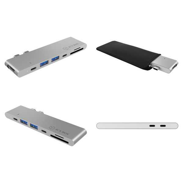 ICY BOX IB-DK4037-2C Dual Type-C 1xTB3 1x USB3.0 Notebook DockingStation bis zu sechs weiteren Anschluessen fuer ein MacBook Pro