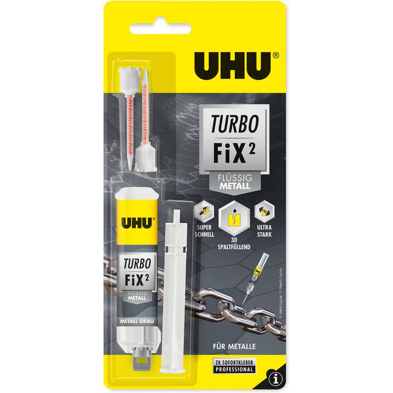UHU 2-Komponenten-Klebstoff Turbo Fix Füssig Metall, 10 g