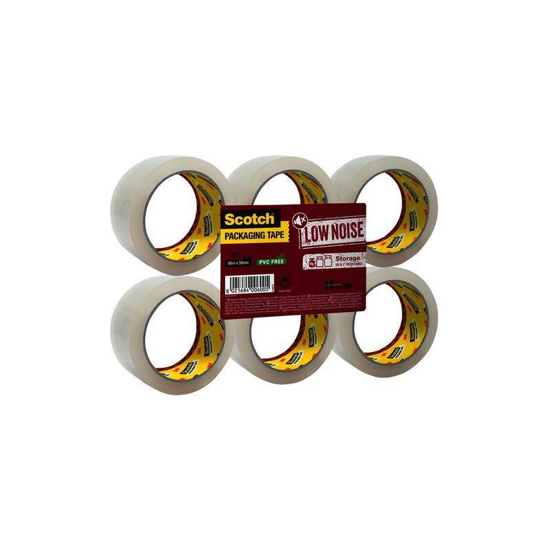 3M Scotch Verpackungsklebeband LOW NOISE, 50 mm x 66 m