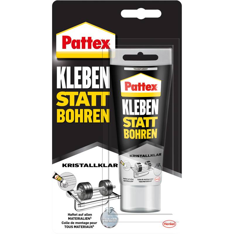 Pattex Kraftkleber Kleben statt Bohren KRISTALLKLAR, 90 g