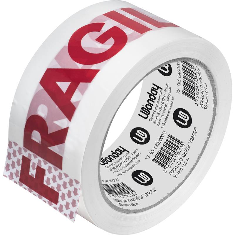 Wonday Ruban adhésif "FRAGILE", 50 mm x 66 m