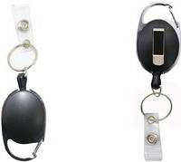 WEDO Gürtel-Clip mit ausziehbarer Nylonschnur, chrom/schwarz aus Metall/Kunststoff, mit Karabiner zur Befestigung an