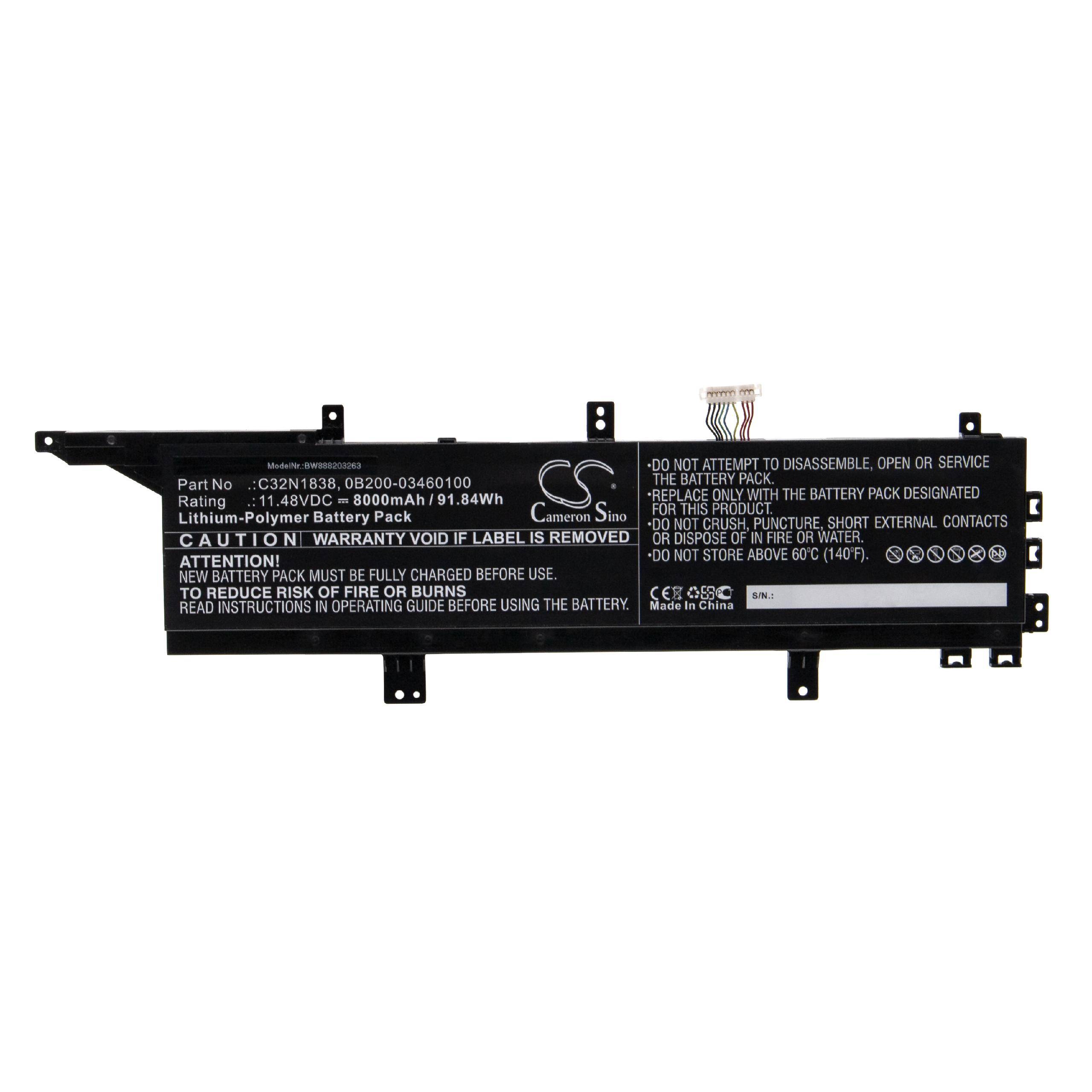 vhbw Akku kompatibel mit Asus ProArt StudioBook Pro X W730G5T-H8103T Notebook (8000mAh, 11.48V, Li-Polymer)