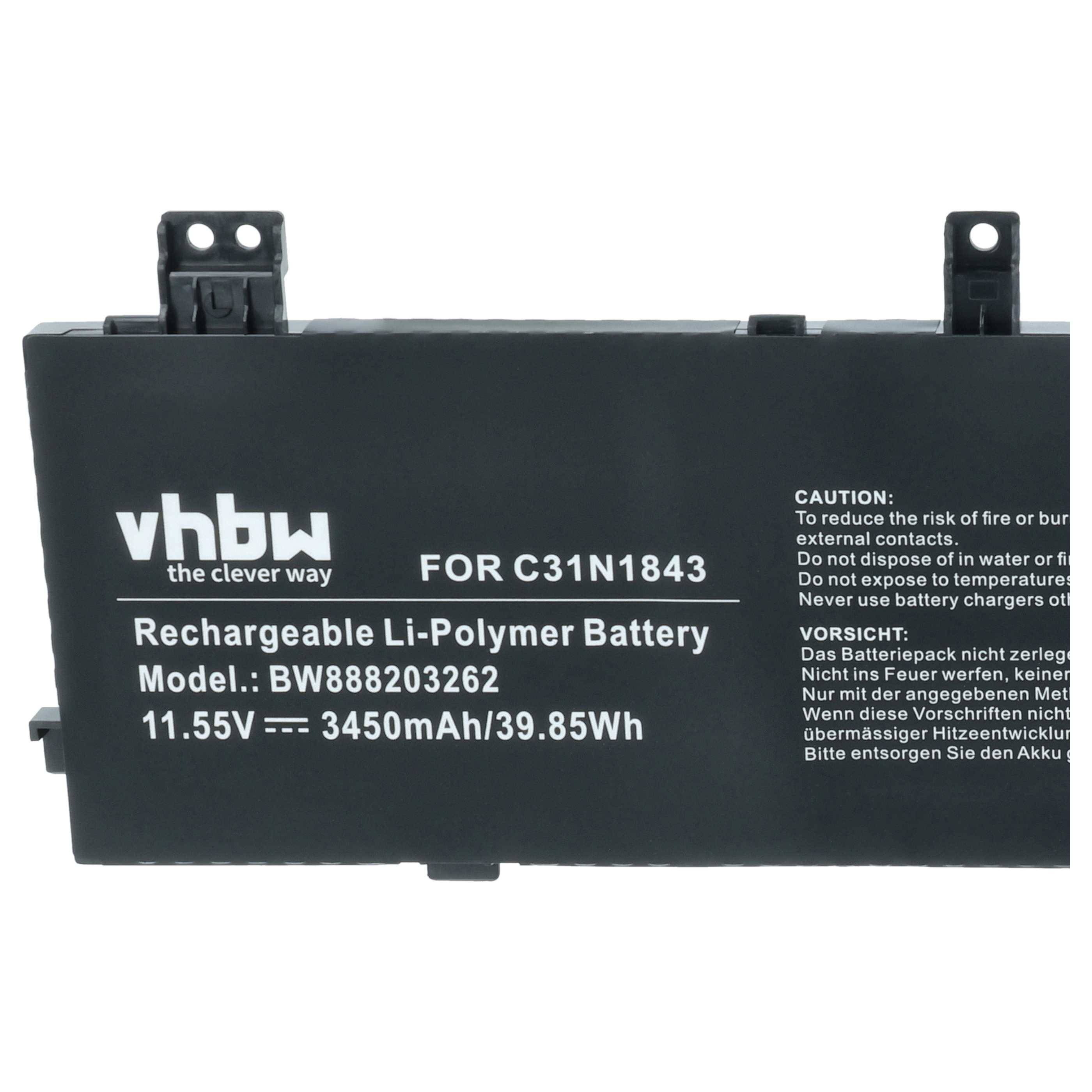 vhbw Akku kompatibel mit Asus VivoBook S15 S532FL-BQ069T, S532FL-BQ068T, S532FL-BQ072T Notebook (3450 mAh, 11,55 V, Li-Polymer)