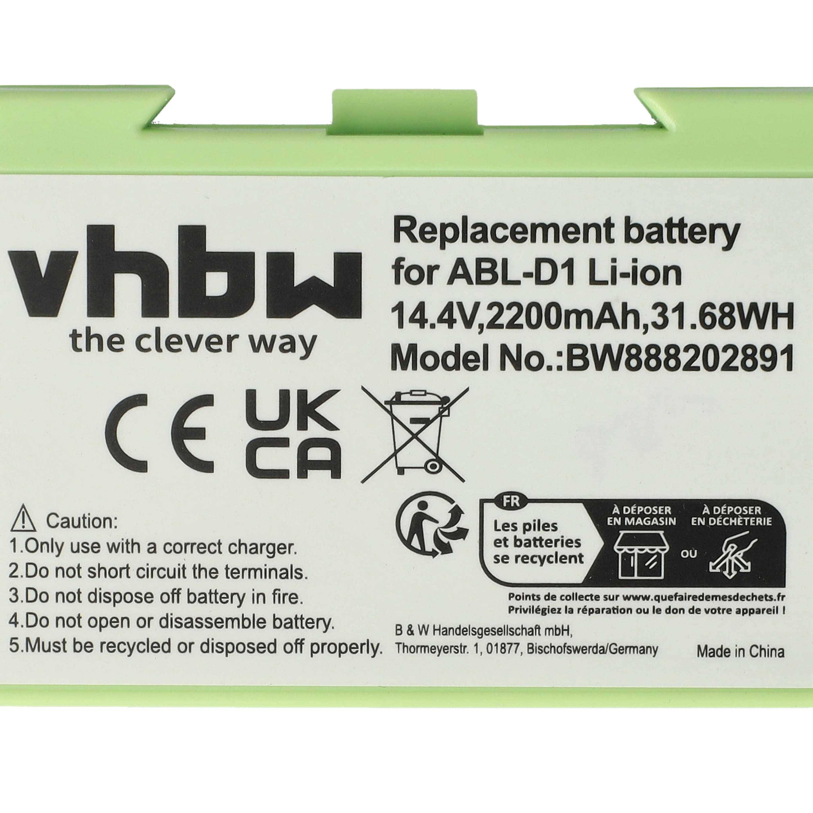 vhbw Akku kompatibel mit iRobot Roomba e619240, i3+, e619840, e6198, e619820, i3, i31502F Saugroboter Grau (2200 mAh, 14,4 V, Li-Ion)