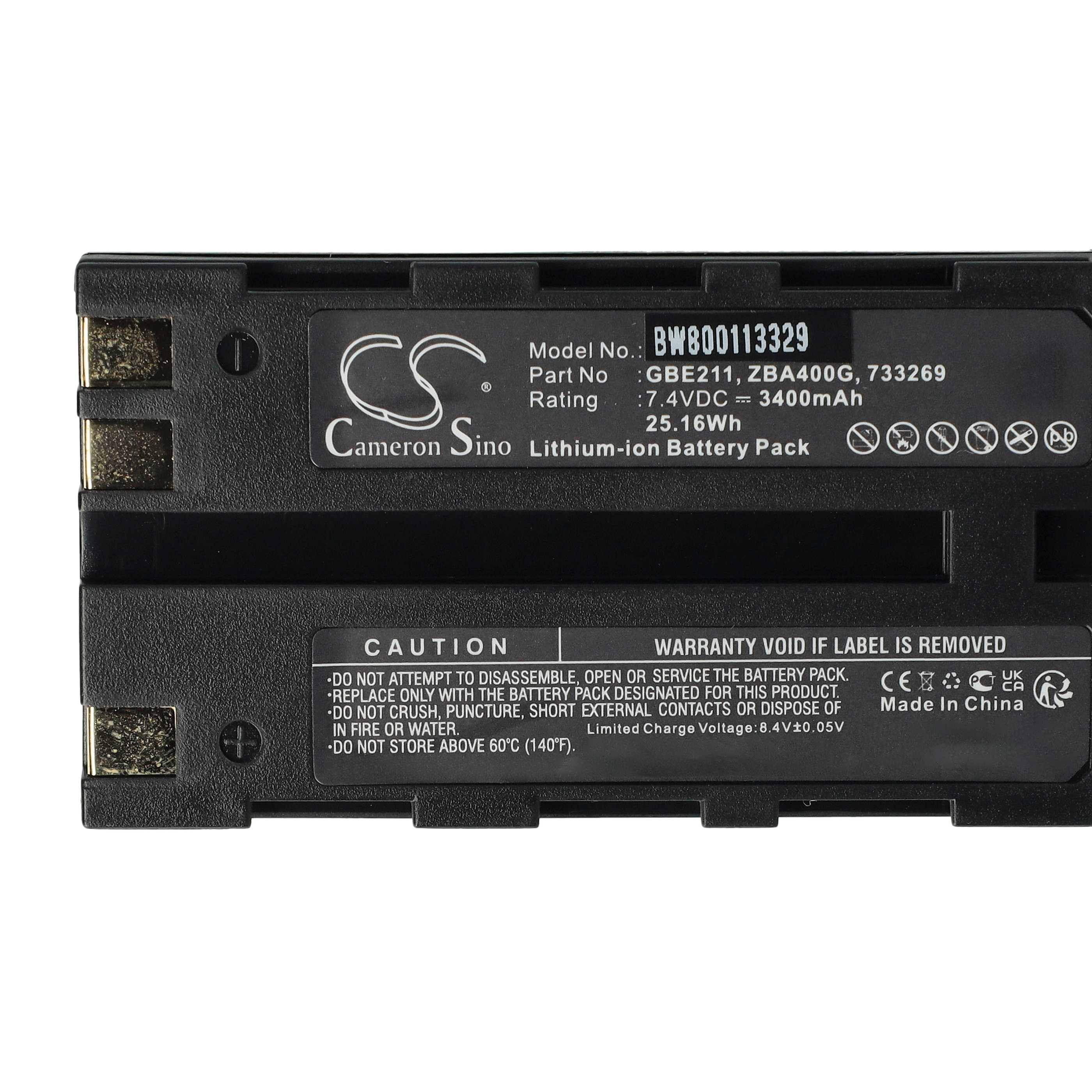 vhbw Akku Ersatz für Geomax ZBA200, ZBA400 für Lasermessgerät, Messgerät (3400 mAh, 7,4 V, Li-Ion)