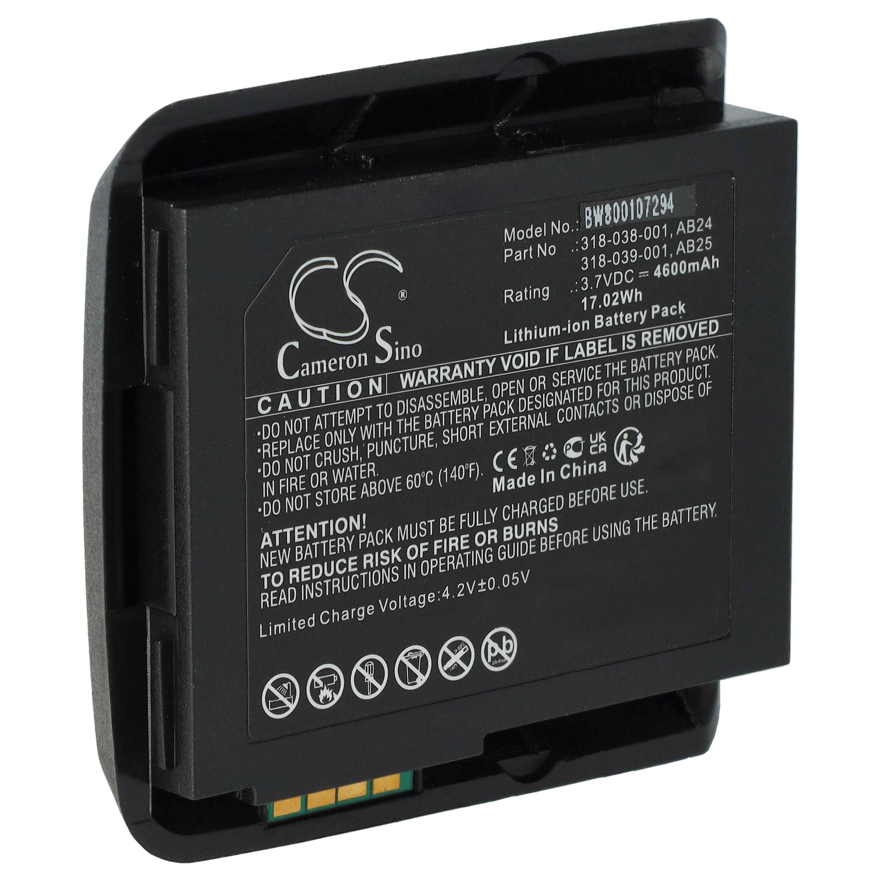 Ein schwarzer Lithium-Ionen-Akkupack, beschriftet mit ‚Cameron Sino', mit einer Spannung von 3,7V und einer Kapazität von 1700mAh. Der Text warnt vor dem Zerlegen und weist darauf hin, dass die Garantie erlischt, wenn das Etikett entfernt wird.