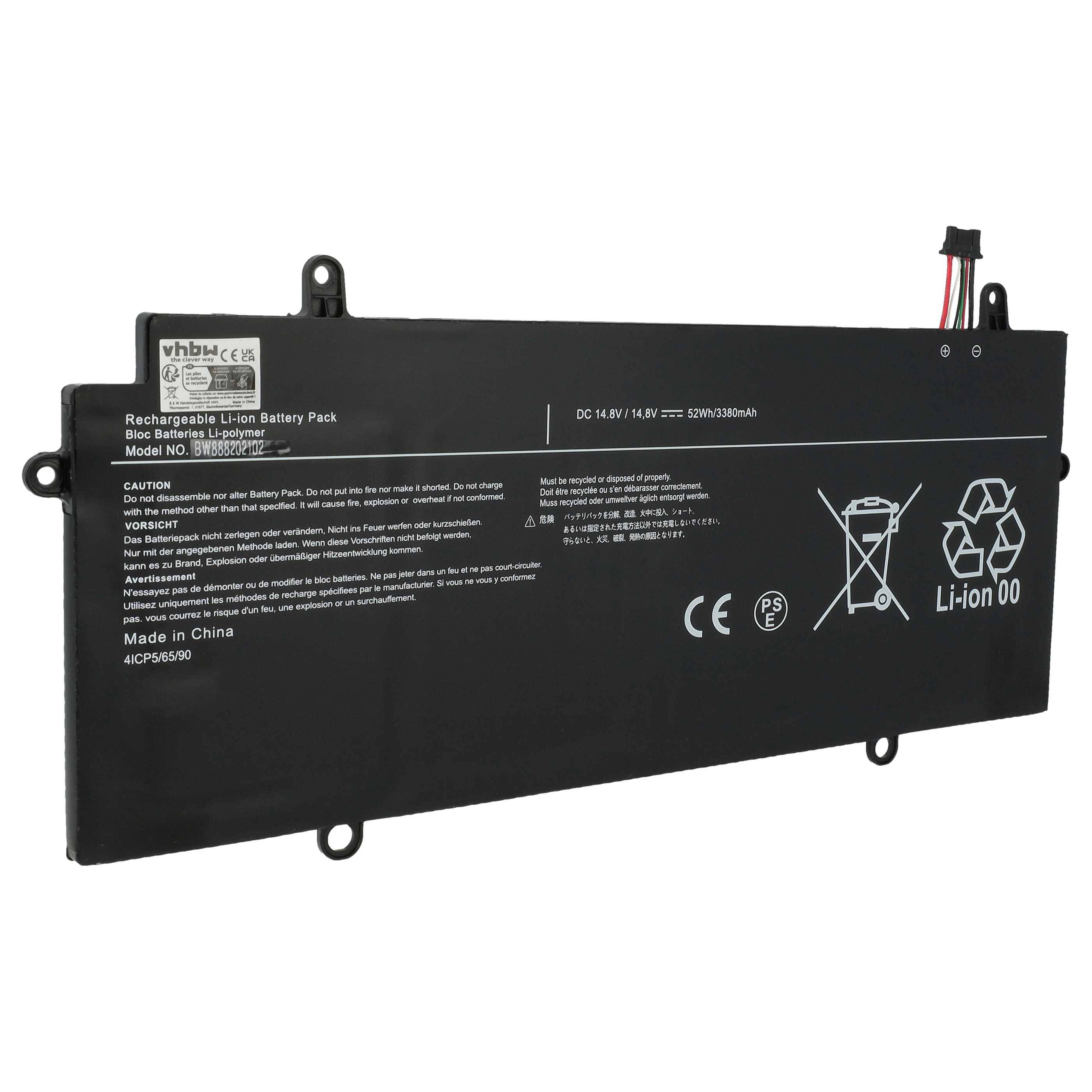 vhbw Akku kompatibel mit Toshiba Portégé Z30T-A-11H, Z30T-A-112, Z30T-A-10X, Z30T-A-11C Notebook (3350 mAh, 14,8 V, Li-Polymer)