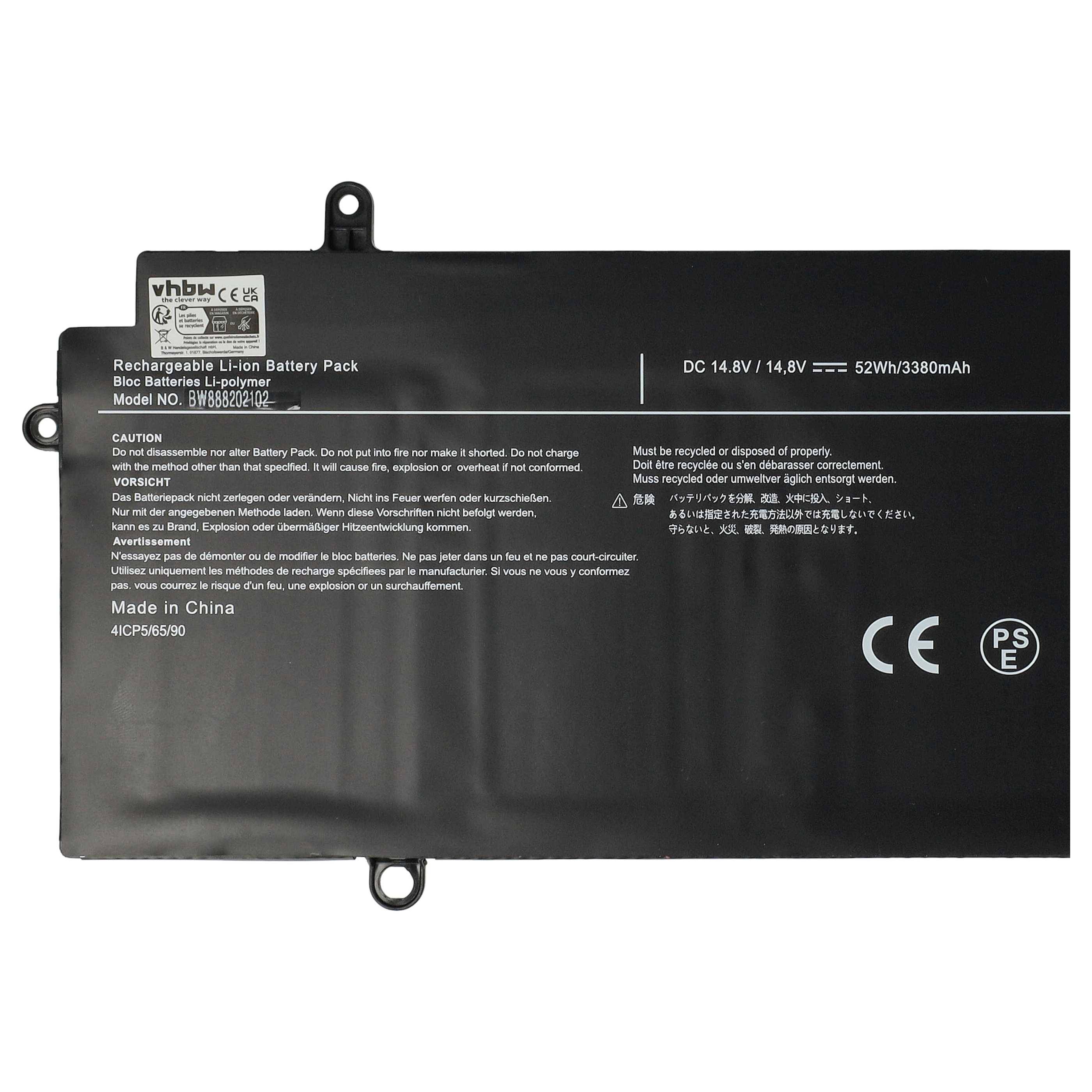 vhbw Akku kompatibel mit Toshiba Portégé Z30-B-142, Z30-B-140, Z30-B-14E, Z30-B-14C Notebook (3350 mAh, 14,8 V, Li-Polymer)