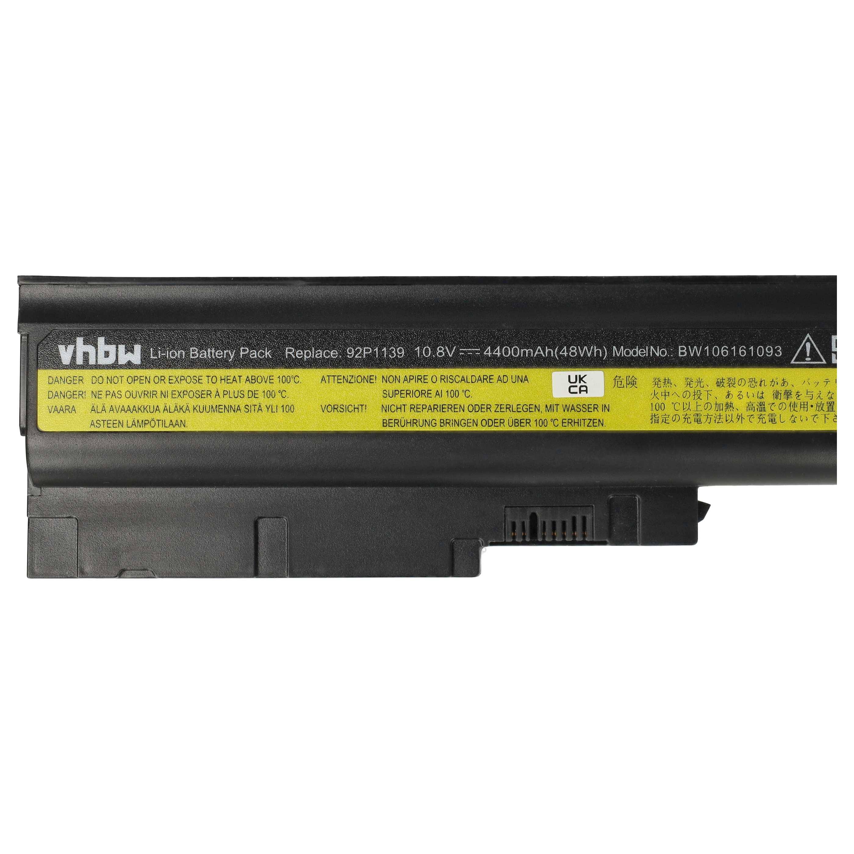vhbw Akku kompatibel mit IBM / Lenovo ThinkPad T60p, T60p 1951, T60p 1952, T60p 1953 Notebook (4400mAh, 10,8V, Li-Ion)